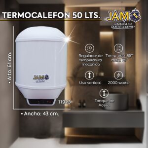 termocalefon jam vertical 50lts. tanque acero 2000w te50a20