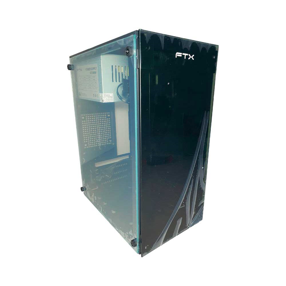 Gabinete Kit Ftx255 C/Fuente 500w Mouse+Tecl+Spk+Lat Fron Transp Matx/Mitx