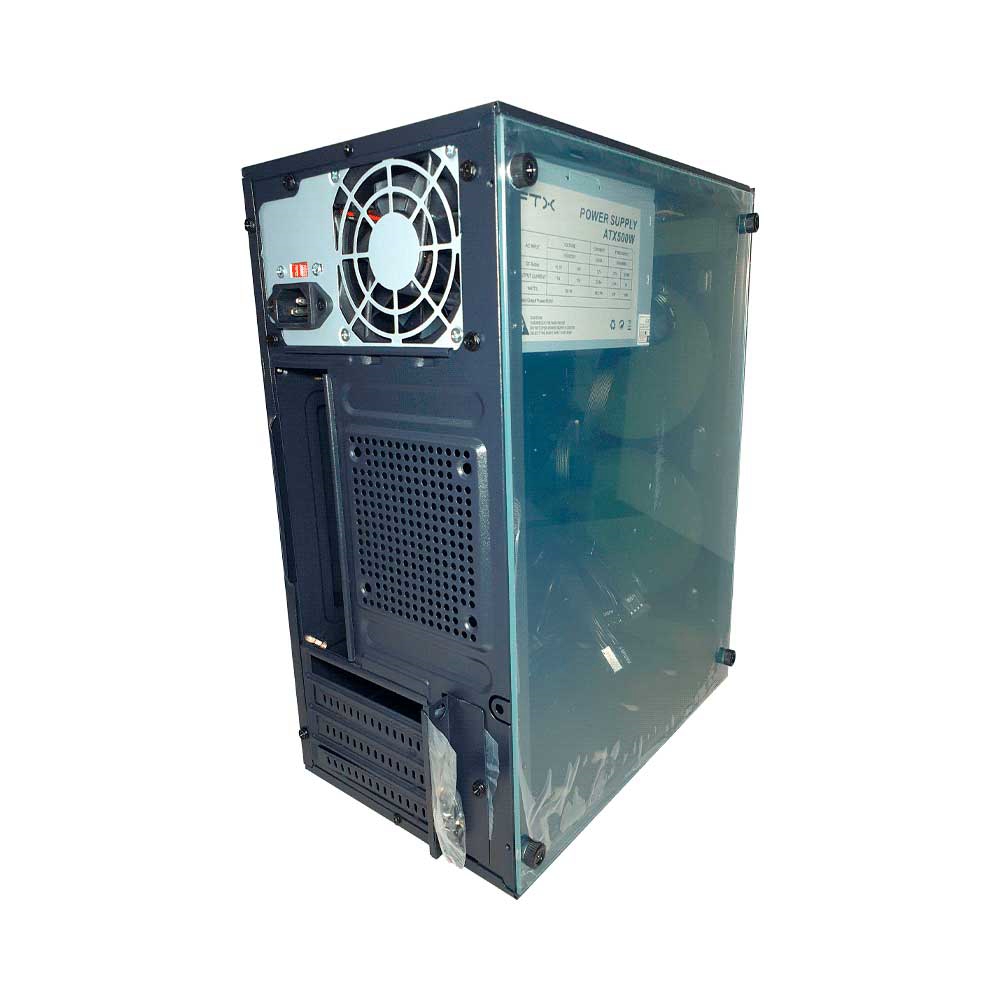 Gabinete Kit Ftx255 C/Fuente 500w Mouse+Tecl+Spk+Lat Fron Transp Matx/Mitx
