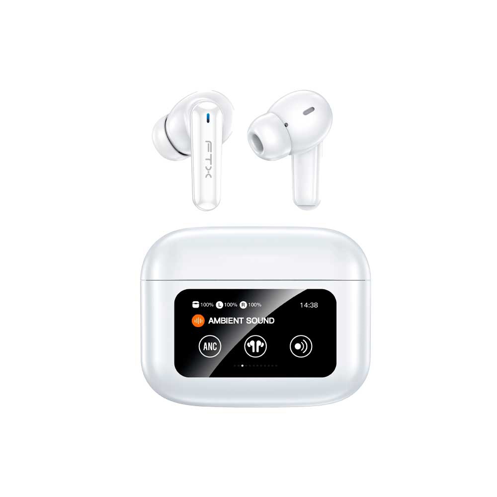 Auricular Con Microfono Ftx E56l-Wh Bt/Mic/Anc/Touch/Ipx6 Blanco C/Pant Led