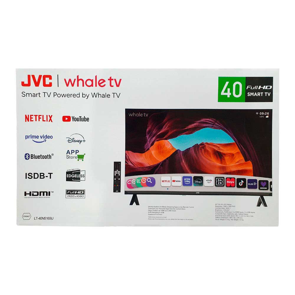 Televisor 40" Jvc Lt-40n5165u Fhd Opt/ Dig/ Bluetooth/ 3 Hdmi/ 2 Usb/ Red/ Whale Borde Inf